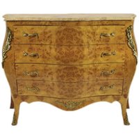 Casa Padrino Barock Kommode Ahornfarben mit cremefarbener Marmorplatte - Ludwig XIV Empire Kommode