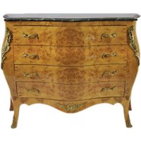 Casa Padrino Barock Kommode Ahornfarben mit grüner Marmorplatte - Ludwig XIV Empire Kommode