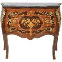 Casa Padrino Barock Kommode Braun mit grüner Marmorplatte 3 Schubladen - Empire Kommode