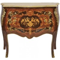 Casa Padrino Barock Kommode Braun mit cremefarbener Marmorplatte 3 Schubladen - Empire Kommode