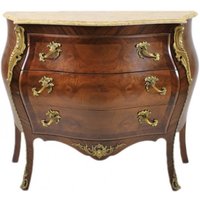 Französische Barock Kommode Braun mit cremefarbener Marmorplatte 3 Schubladen von Casa Padrino