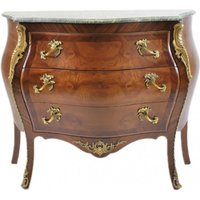 Französische Barock Kommode Braun mit grüner Marmorplatte 3 Schubladen von Casa Padrino