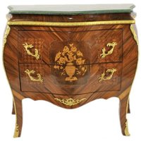Französische Barock Kommode Braun mit grüner Marmorplatte 2 Schubladen von Casa Padrino