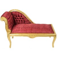 Casa Padrino Barock Kinder Chaiselongue Bordeaux Rot Muster / Gold Mod2 - Tron Barock Möbel