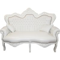 Casa Padrino Barock 2er Sofa Master Weià Lederoptik - Wohnzimmer Couch Möbel Lounge