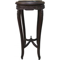 Casa Padrino Barock XL Beistelltisch mit Marmorplatte Rund Braun/Schwarz 91 x 41 cm Antik Stil