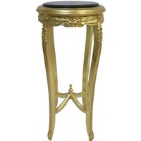 Casa Padrino Barock XL Beistelltisch mit Marmorplatte Rund Gold/Schwarz 91 x 41 cm Antik Stil