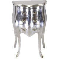 Casa Padrino Barock Kommode Silber H 70 cm, B 50 cm - Nachttisch Schrank mit 3 Schubladen