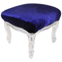 Casa Padrino Barock FuÃhocker Royalblau / Silber - Antik Stil Möbel - Hocker