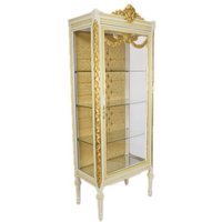 Casa Padrino Barock Vitrine Antikstil Weià / Gold - Vitrinenschrank - Wohnzimmerschrank Glasvitrine