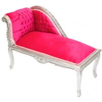 Casa Padrino Barock Kinder Chaiselongue Pink / Silber Mod2 - Tron Barock Möbel