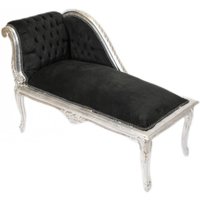 Casa Padrino Barock Kinder Chaiselongue Schwarz / Silber Mod2 - Tron Barock Möbel