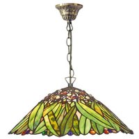 Casa Padrino Tiffany Deckenleuchte / Hängeleuchte mit Kette Mosaik Glas Bananblätter Durchmesser 40 cm - Leuchte Lampe