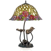 Casa Padrino Tiffany Tischleuchte Hockerleuchte Blumen - Leuchte Lampe