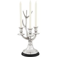 Casa Padrino Barock Luxus Kerzenständer Geweih Nickel Finish