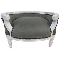 Casa padrino Barock Hunde & Katzen Sofa Grau/Weiss Hundebett & Katzenbett