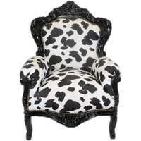 Casa Padrino Barock Sessel "King" Kuhmuster Schwarz Weiss / Schwarz - Möbel