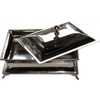 Wunderschöne Luxus Beauté Box aus vernickeltem Metall H 9 cm, B 22 cm, T 17 cm Luxus Qualität - Schmuckkasten - Schmuckkästchen - Schmuckschatulle