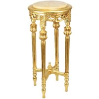 Casa Padrino Barock Beistelltisch mit cremefarbener Marmorplatte Rund Gold 70 x 35 cm Antik Stil - Telefon Blumen Tisch