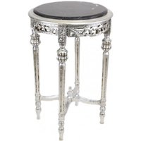 Casa Padrino Barock Beistelltisch mit schwarzer Marmorplatte Rund Silber 70 x 45 cm Antik Stil - Telefon Blumen Tisch