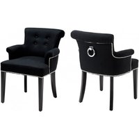 Casa Padrino Luxus Esszimmer Stuhl Los Angeles Schwarz mit Armlehnen - Möbel Restaurant Barock Hotel