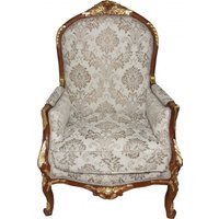 Casa Padrino Barock Salon Sessel Creme / Braun / Gold Mod1 - Möbel Antik Stil - Limited Edition