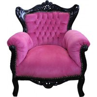 Casa Padrino Barock Kinder Sessel Rosa/Schwarz - Barock Möbel