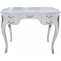 Casa Padrino Barock Schreibtisch Weià Hochglanz / Silber 100 x 80 x 58 cm - Sekretär Luxus Möbel