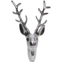 Casa Padrino Designer Geweih Deko Wand Hirsch Figur aus poliertem Aluminium - Wandfigur - Geweih - Wandgeweih