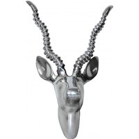 Casa Padrino Designer Geweih Deko Wand Gazelle Figur aus poliertem Aluminium - Wandfigur - Geweih - Wandgeweih