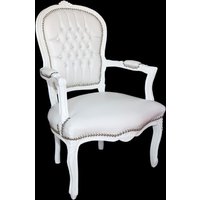 Casa Padrino Barock Salon Stuhl Weià Lederoptik / Weià mit Bling Bling Glitzersteinen - Möbel Antik Stil