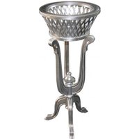 Casa Padrino Barock Pflanzentopfständer aus Holz Silber Antik-Look - Blumentopfständer, Blumenständer