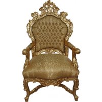 Casa Padrino Barock Luxus Thron Sessel Gold Muster/Gold mit Bling Bling Glitzersteinen - Unikat - Barock Möbel Thron Königssessel - Limited Edition