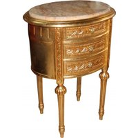 Casa Padrino Barock Kommode Gold mit Marmorplatte H 70 cm, B 52 cm - Nachttisch Konsole