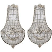 Casa Padrino Barock Wandleuchten Set Kristall Silber - Wandlampe Wand Beleuchtung