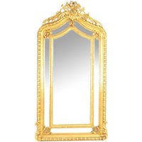 Riesiger Casa Padrino Luxus Barock Wandspiegel Gold 210 x 115 cm - Massiv und Schwer - Goldener Spiegel