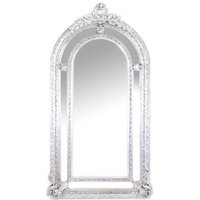 Riesiger Casa Padrino Luxus Barock Wandspiegel Silber Versailles 210 x 115 cm - Massiv und Schwer - Silberner Spiegel