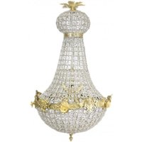 Casa Padrino Barock Kronleuchter Gold mit Glaskristallen 75 x 40 cm Antik Stil - Möbel Lüster Leuchter Hängeleuchte Hängelampe