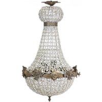 Casa Padrino Barock Kronleuchter Oxide mit Glaskristallen 75 x 40 cm Antik Stil - Möbel Lüster Leuchter Hängeleuchte Hängelampe