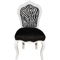Casa Padrino Barock Esszimmer Stuhl Schwarz / Zebra / Weiss- Antik Möbel - Möbel