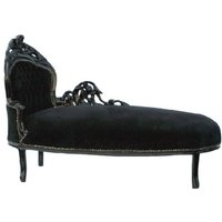 Casa Padrino Barock Chaiselongue Schwarz/Schwarz linke Seite - Möbel Recamiere Liege