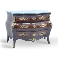 Casa Padrino Barock Kommode mit Marmorplatte Mahagonie Braun mit goldenen Metallapplikationen 120 cm - Hotel Collection