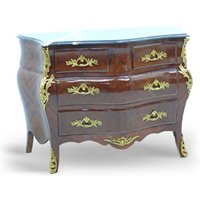 Casa Padrino Barock Kommode mit Marmorplatte Mahagonie Braun mit goldenen Metallapplikationen 123 cm - Hotel Collection