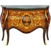 Casa Padrino Barock Kommode mit Marmorplatte Mahagonie Braun mit goldenen Metallapplikationen 121 cm - Hotel Collection