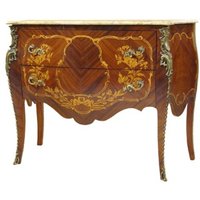 Casa Padrino Barock Kommode mit Marmorplatte Mahagonie Braun mit messingfarbenen Metallapplikationen 131 cm - Hotel Collection