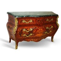 Casa Padrino Barock Kommode mit Marmorplatte Mahagoni Braun mit goldenen Metallapplikationen 155 cm - Hotel Collection