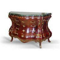 Casa Padrino Barock Kommode mit Marmorplatte Mahagoni Braun mit goldenen Metallapplikationen 140 cm - Hotel Collection