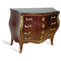 Casa Padrino Barock Kommode mit Marmorplatte Mahagoni Braun mit goldenen Metallapplikationen 115 cm - Hotel Collection