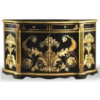 Casa Padrino Barock Sideboard Schwarz / Gold handbemalt 174 cm - Hotel Collection