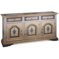 Casa Padrino Vintage Look Barock Sideboard / Anrichte WeiØ / Blau / Gelb handbemalt 205 cm - Hotel Collection
